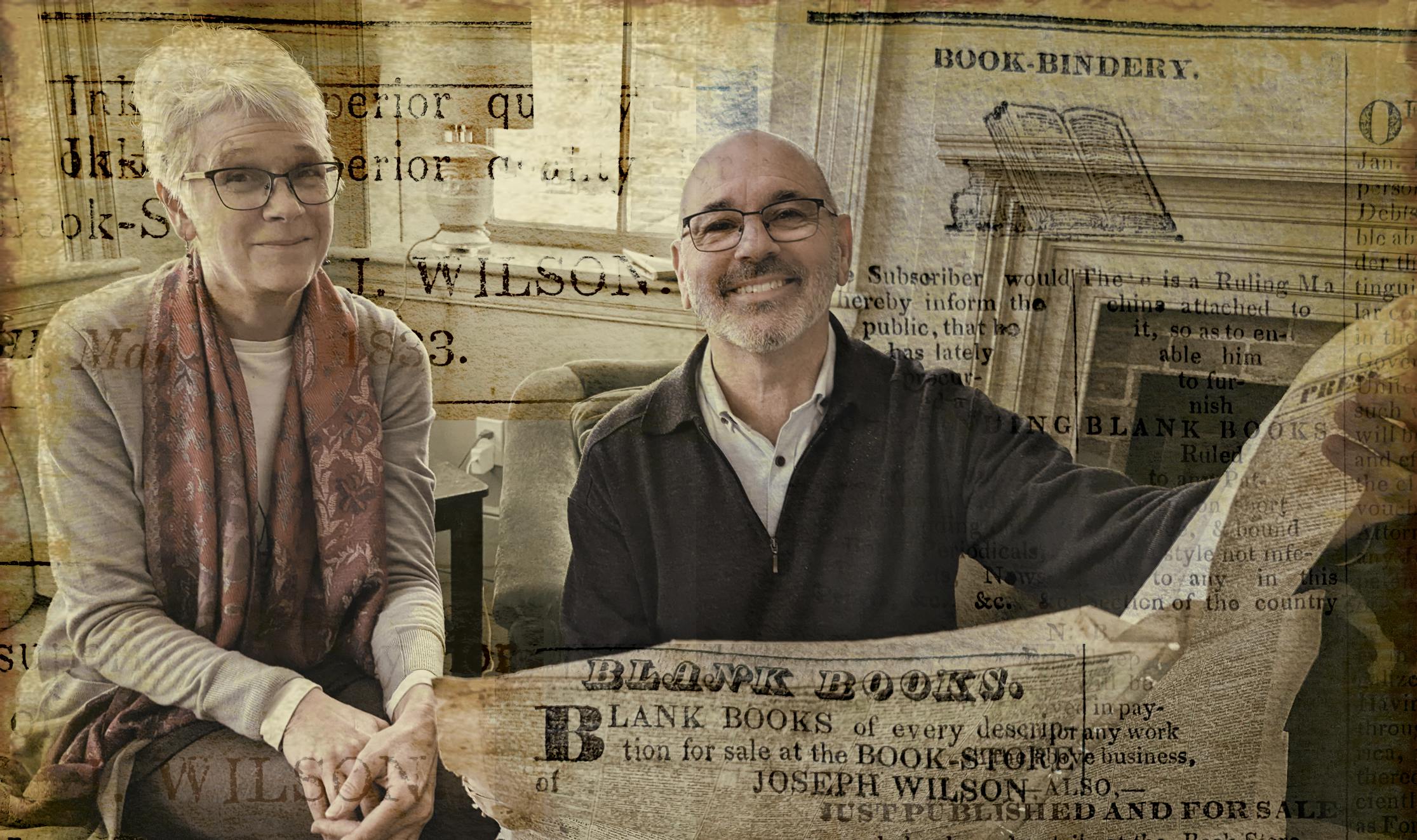 <p>Barbara and David Sweet of Books &#038; Company (Photo Collage by Natalie Piper for the Gazette)</p>
