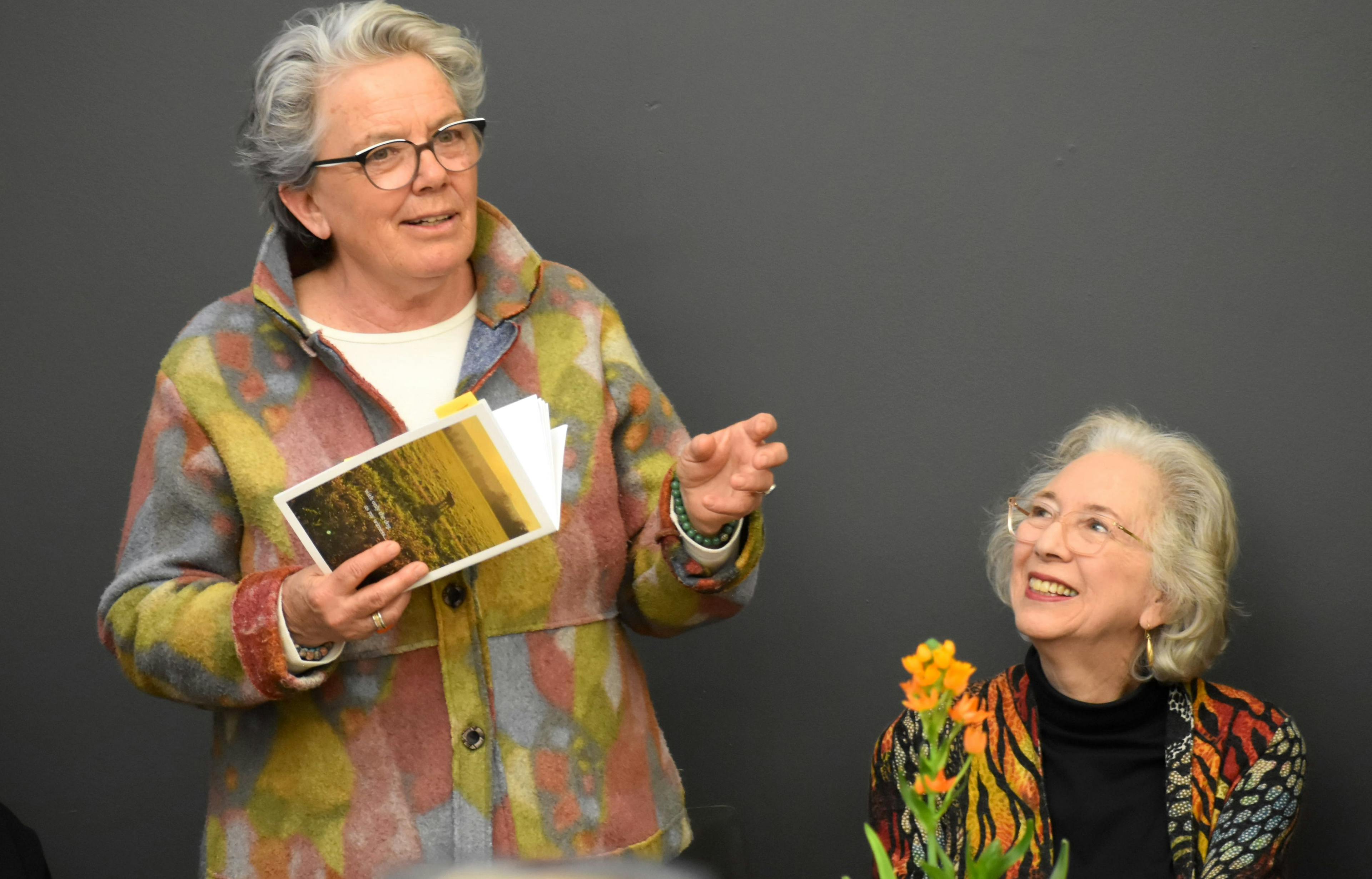 <p>(From left) Local poet Heather Lindsay was mentored by JC Sulzenko through the County Arts Mentorship Program. (Jason Parks/Gazette Staff)</p>
